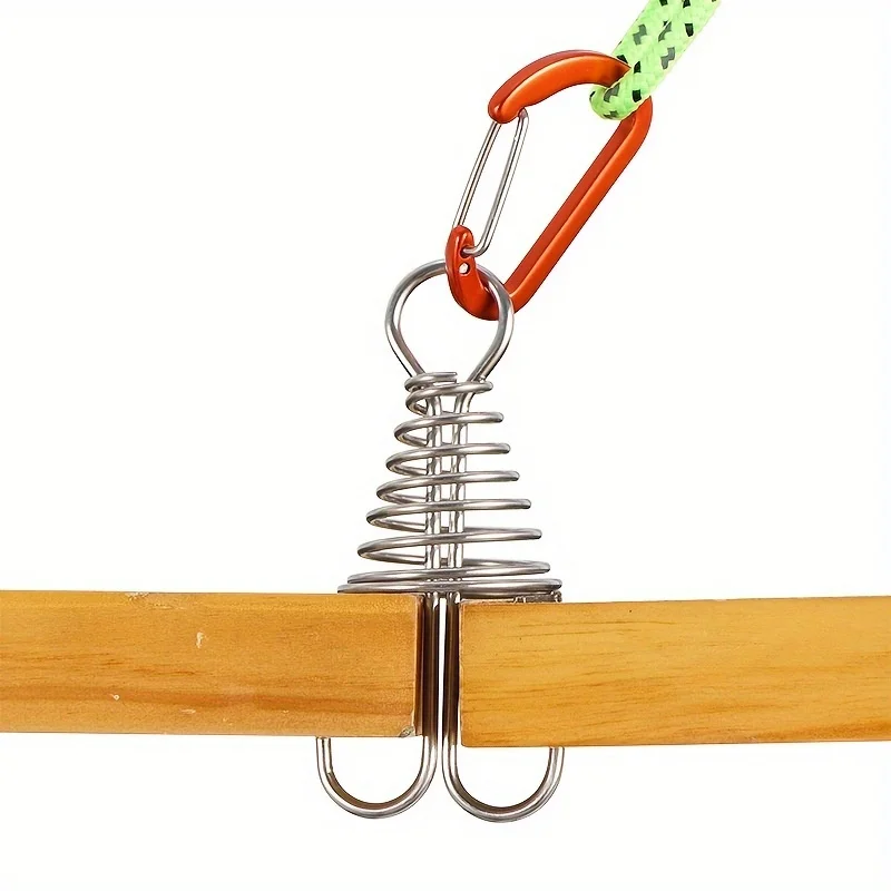 1pc Windproof Adjustable Anchor Pegs with Carabiner and Spring Buckle - Perfect for Camping and Outdoor Activities