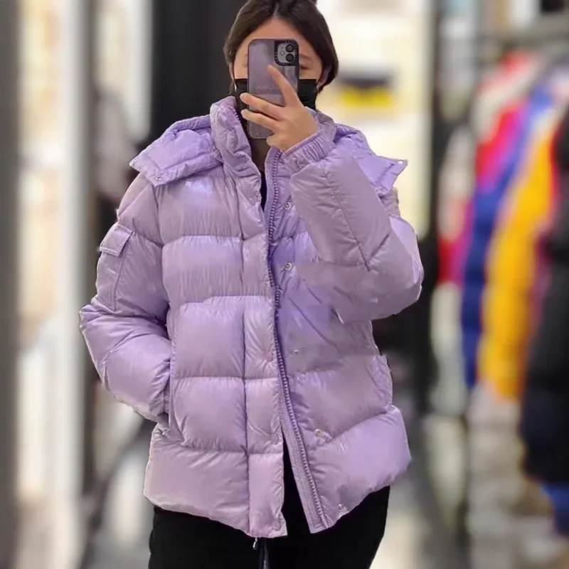 Moncl*r Solid Color Windproof Crop Puffer Jacket Unisex Winter Thick Short Style 90% White Goose Down Jacket Womans Jackets