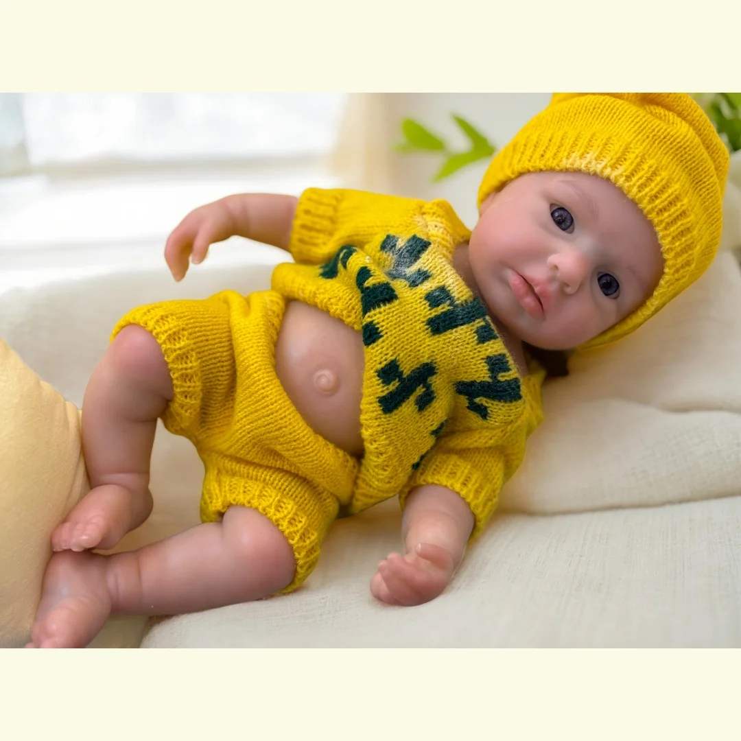 Bemalte und unbemalte offene Mund 13 Zoll solide Silikon Bebe Reborn Mädchen Puppe Soft Touch handgemachte Neugeborene Baby Mädchen perfekt als Geschenk