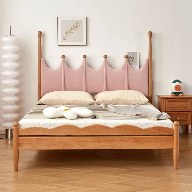 Anpassbares Nordic Cherry Academy Wind Room Massivholzbett Schlafzimmer Samt Doppelbett