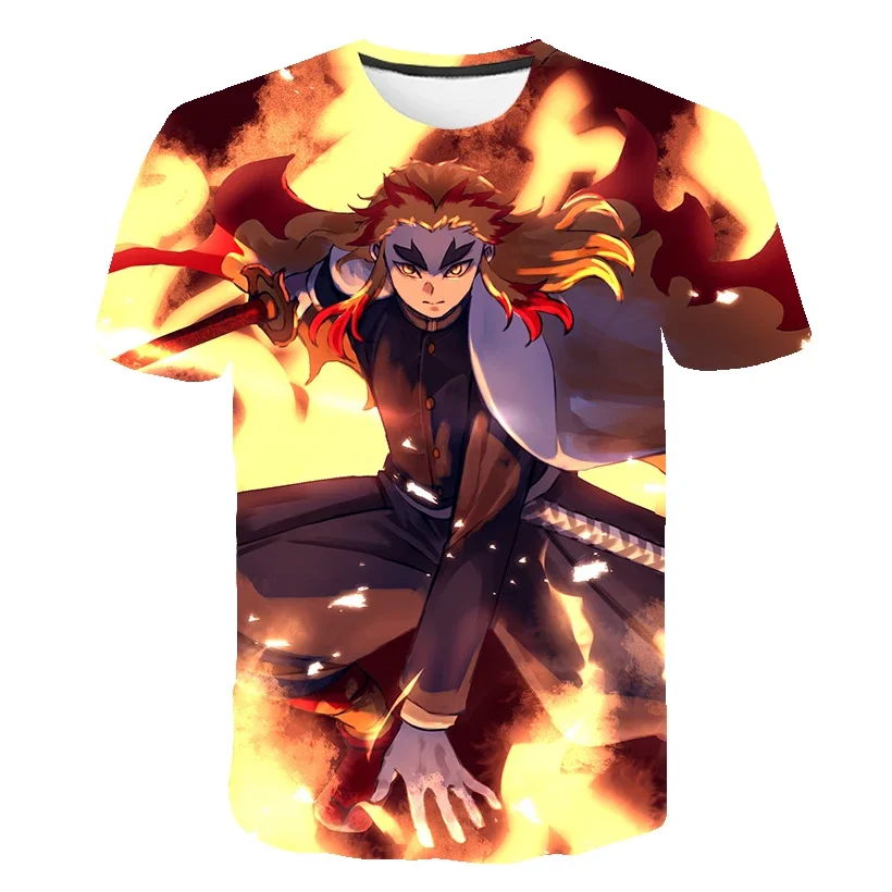 

Children's Round Collar Demon Slayer T Shirts Short-Sleeve Summer New Boys Girls Tee-Shirts 3D Printing Anime Leisure Tops Tees