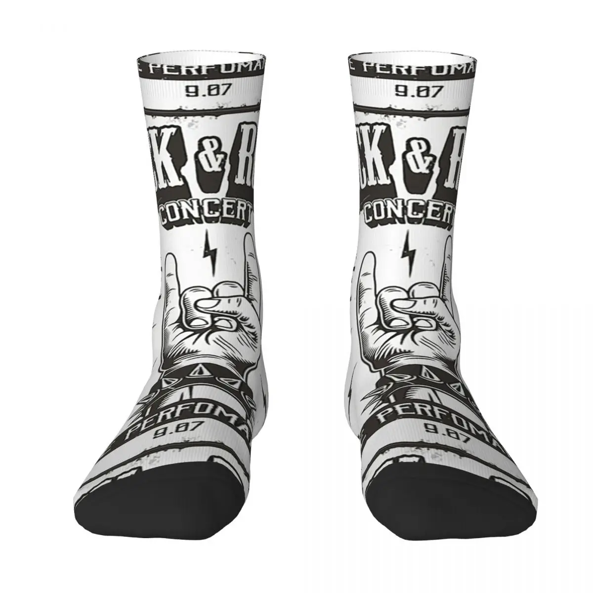 Rock Star Skull Rock N Roll Socks Harajuku High Quality Stockings All Season Long Socks Accessories for Man's Woman's Gifts