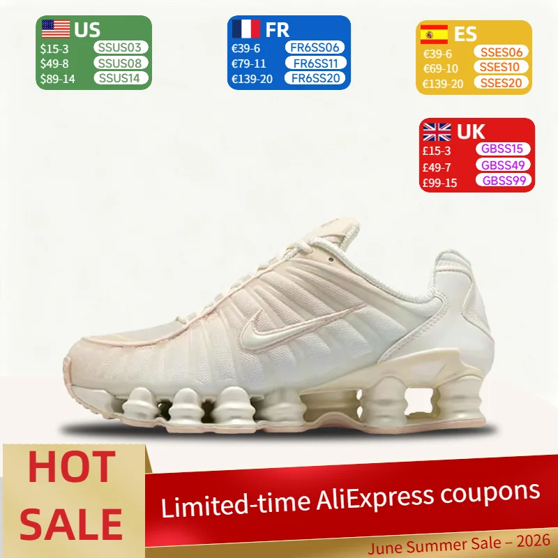 Tênis Feminino Nike Shox TL Casual Cano Baixo Leve Confortável Premium Resistente ao Desgaste - Branco IH5075-219