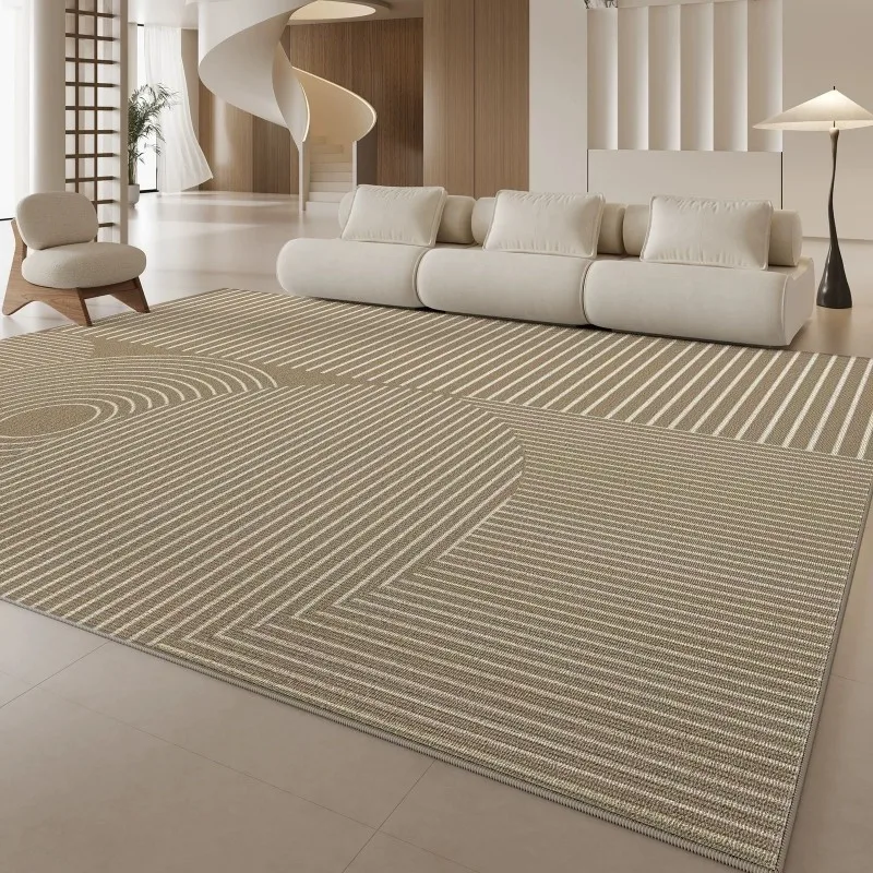 VIKAMA Area Rug Wabi Sabi Stripe Arc Carpet Non Slip Textured Neutral Tone Mat for Living Room Bedroom Home Decoration