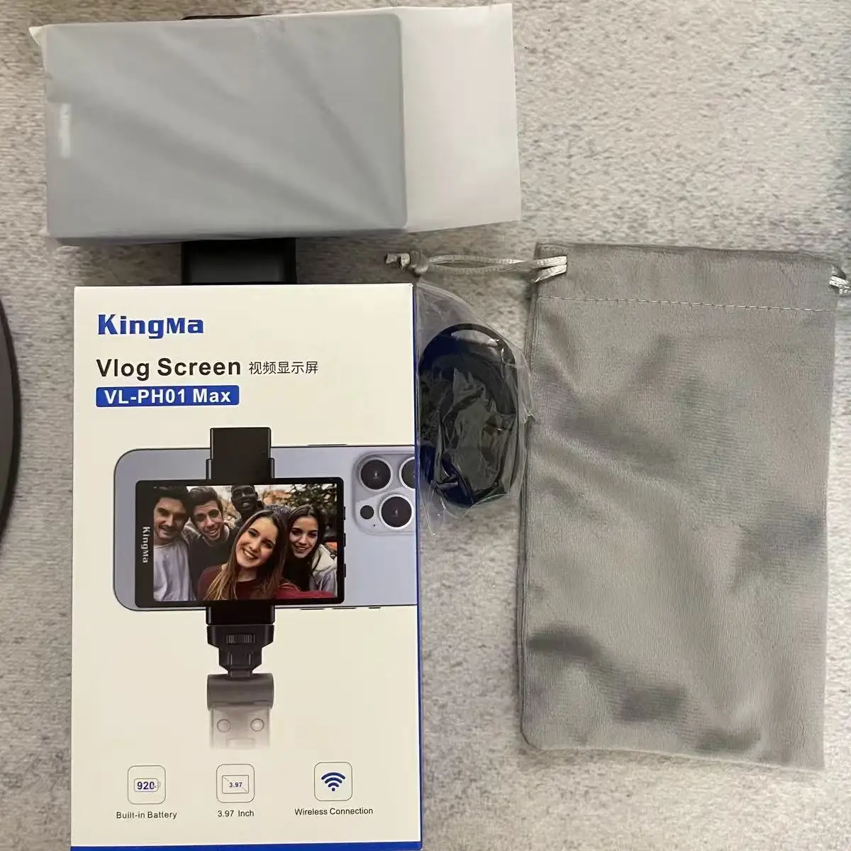 kingma-ph01-monitor-per-telefono-con-schermo-per-vlog-e-selfie-display-magnetico-posteriore-con-anteprima-hd-in-tempo-reale-registrazione-cablata-per-iphone