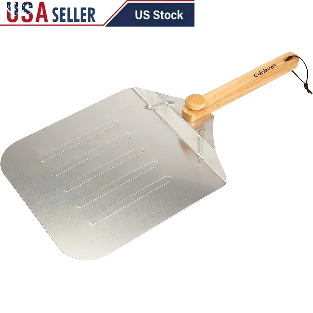 

12-дюймовый алюминиевый пиццы, легкий шпатель со складной деревянной ручкой, духовка, гриль, барбекю, необходимый инструмент для пиццы