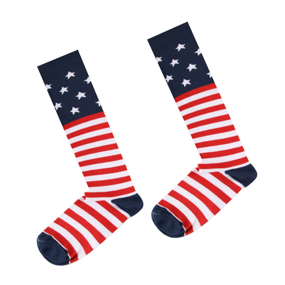 

1Pair Long American Flag Knee High Socks Elastic Printing Sports Tube Socks Outdoor Leg Thigh High Stockings Slim Fit Size L Xl