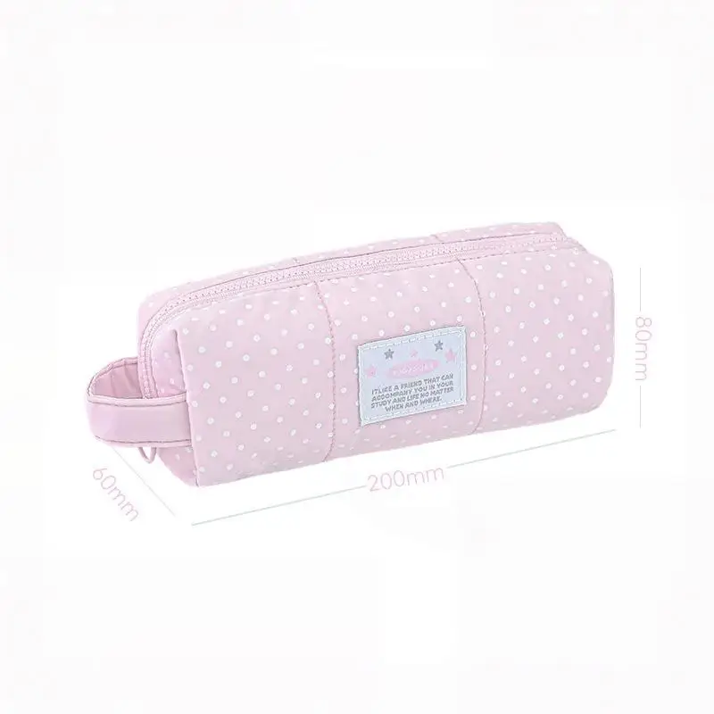 1 Stück Niedliches Stoff-Federmäppchen mit Tupfenmuster, Große Kapazität, Make-up-Tasche, Stift-Aufbewahrungstasche mit Reißverschluss, Handtasche für Schreibwaren, Geschenk für Kinder – Detail 8