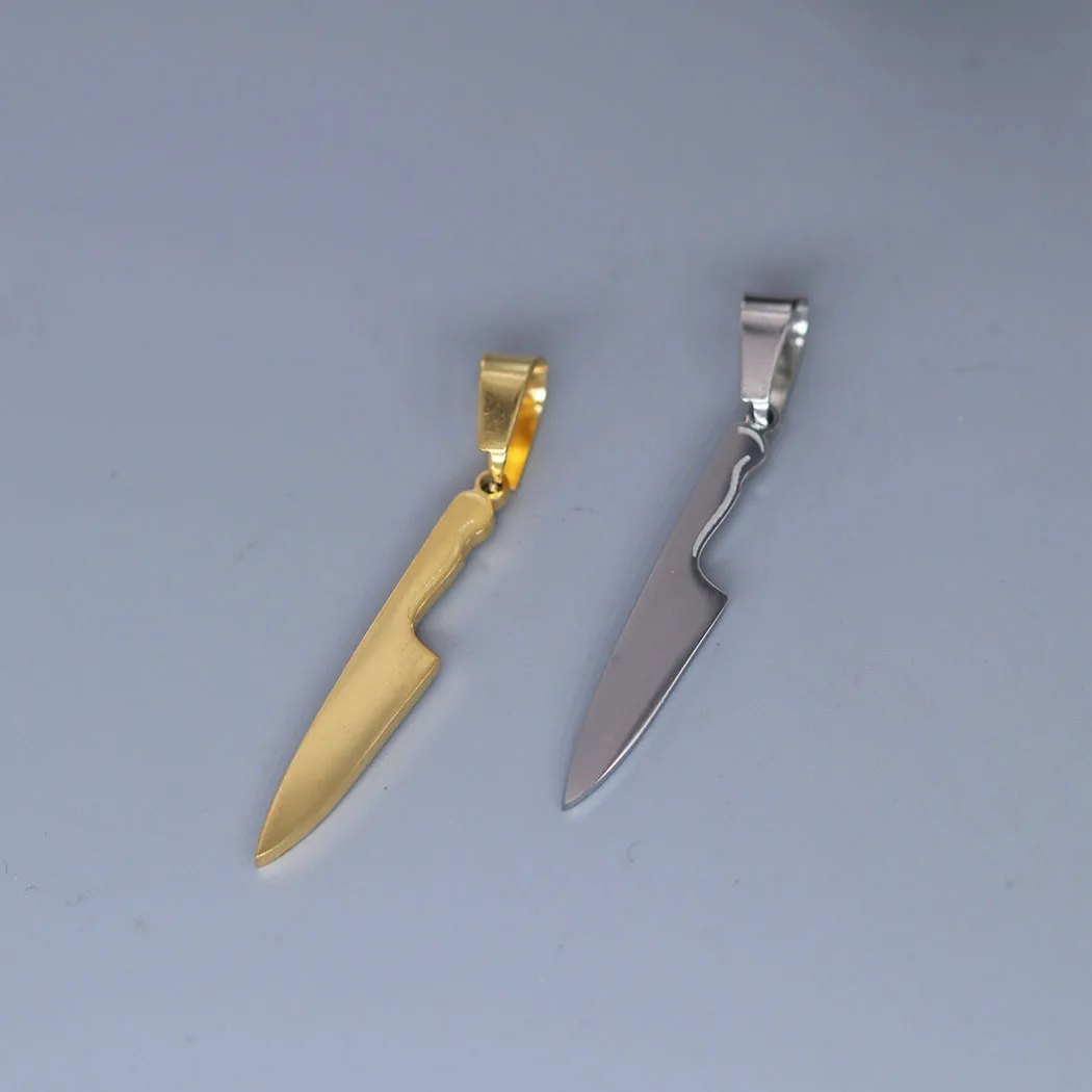 2pcs diy Trendy Men's Punk Chef Knife Necklace Pendant Charm For Jewelry Making Bracelets Crafts Finding Stainless Steel Pendant