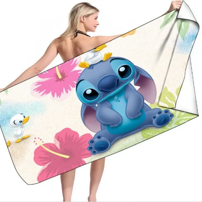 Disney 3D-Druck Prink Stitch Lilo Angle Badetücher Mikrofaser Strand Schwimmen Handtuch Dekor für Erwachsene Kinder Geschenk 75 x 150 cm