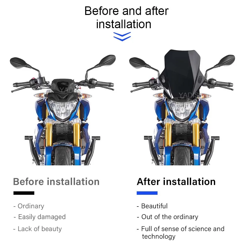 For BMW G310R R1150R R1200R Universal Motorcycle Adjustable Windshield Covers Screen Smoke Lens Motorbikes Deflector