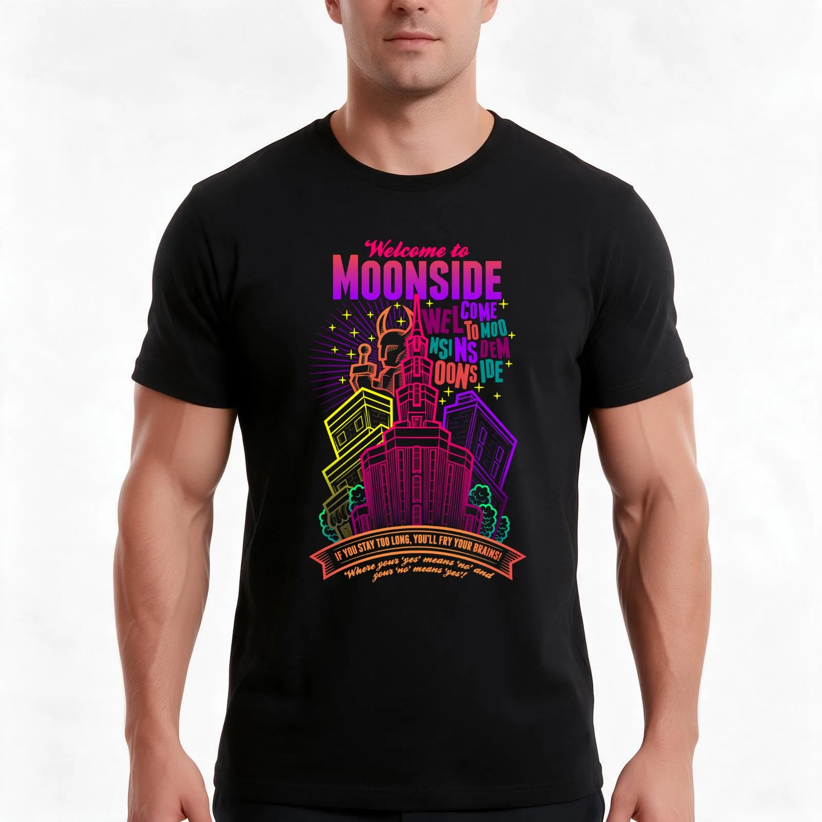 Welcome to Moonside Classic T-Shirt, Summer Casual Cotton Tee, Oversized Streetwear Tops, Vintage Graphic Print, 100% Cotton