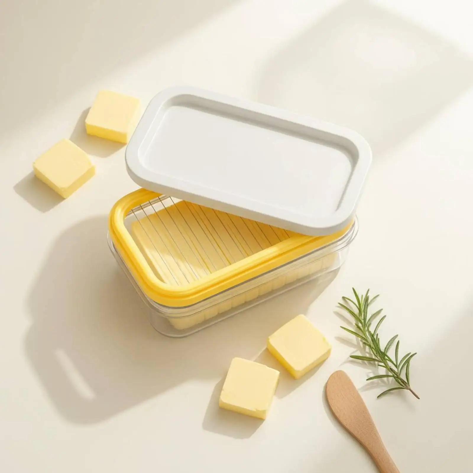 Stainless Steel Butter Storage Container Easy Refill Butter Holder Fresh-keeping Kitchen Box for Refrigerator and Counter