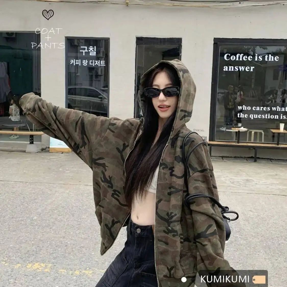 Women's Hoodies Autumn Retro Camouflage Jacket Loose Lazy Hooded Sweatshirt With Zip Long Sleeve Design Sense Top