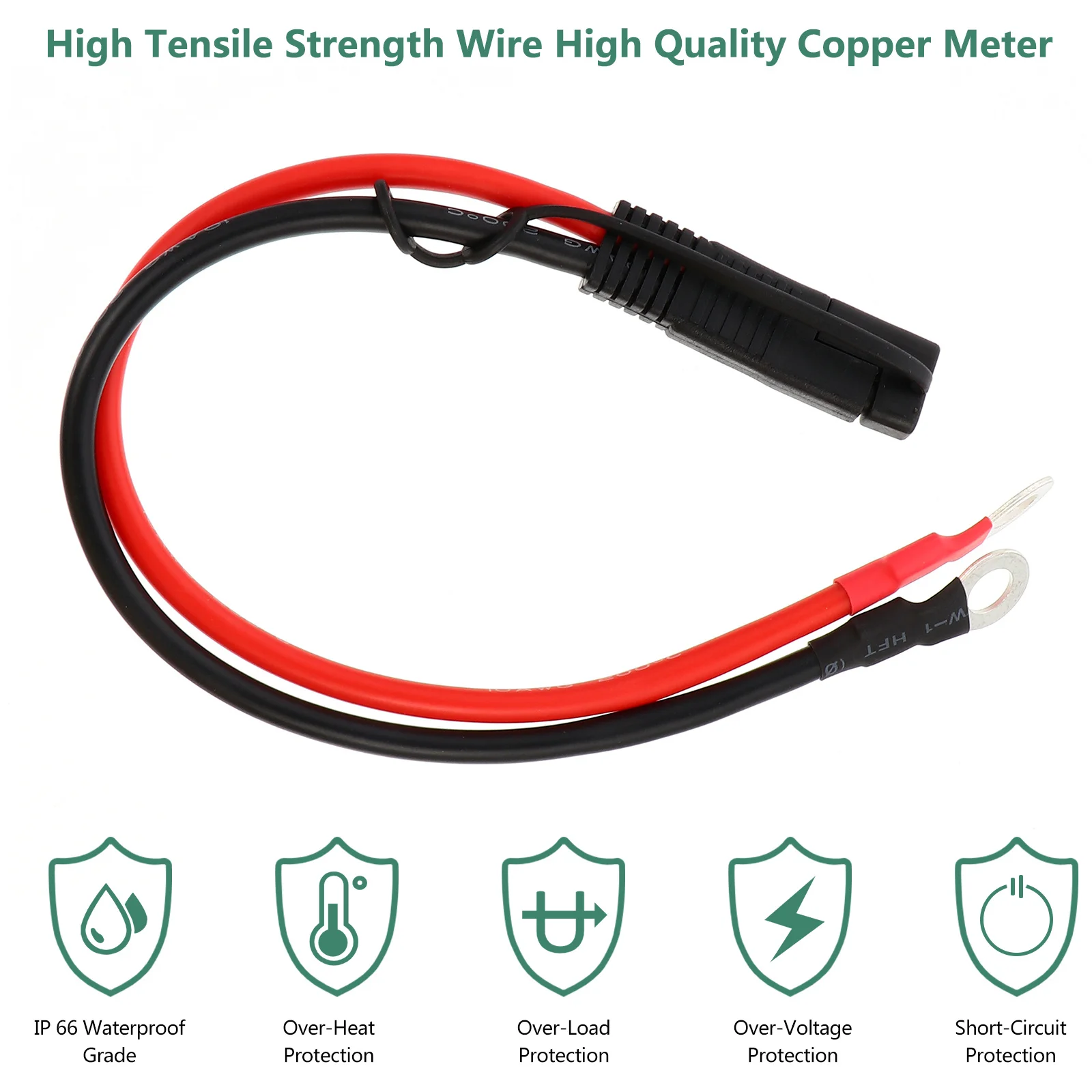 

Sae to Ring Terminal Harness 55mm Wire Diameter Durable Motorcycle Extension Cord Car Connector
