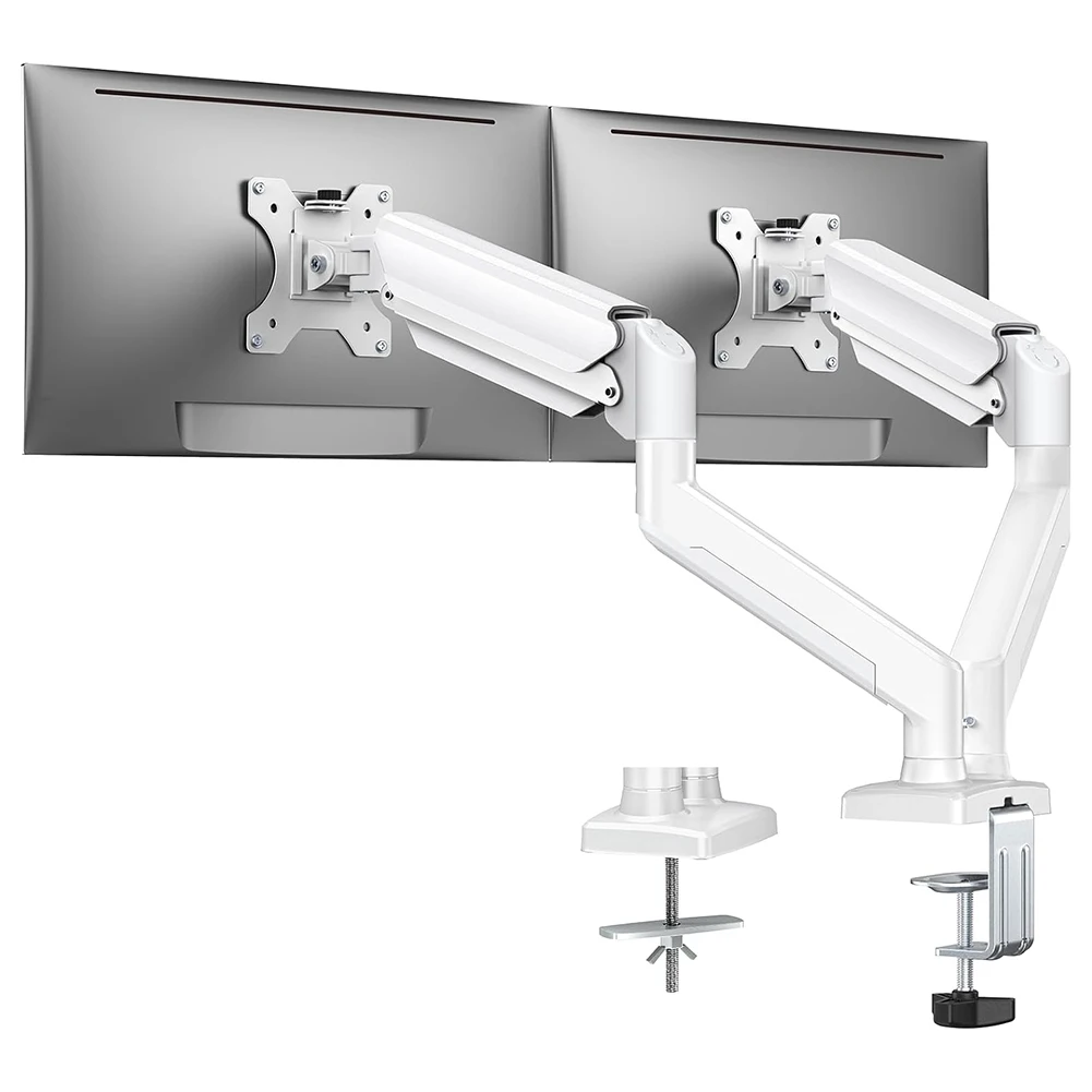 Dual Monitor Stand with C Clamp Expandable Display Bracket Monitor Arm Desk Mount for 13 To 32 Inch Computer Screens