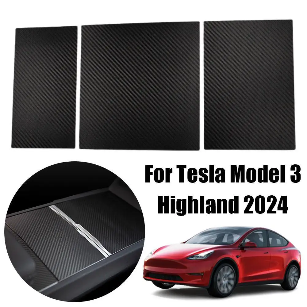 3Pcs Center Console Central Wrap Cover for Tesla New Highland 2024 Center Panel Scratch-proof PC Patch Interior Decor