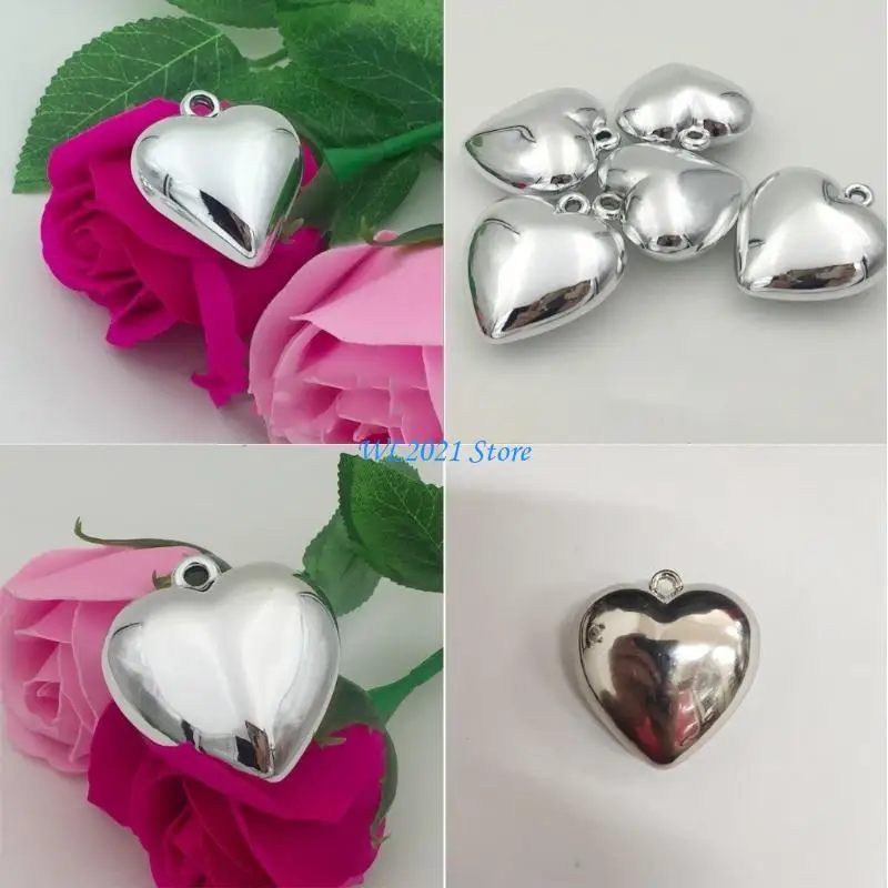 

G5GC Big Heart Pendant Necklace with Hole Necklace Bead for DIY Heart Charm Craft