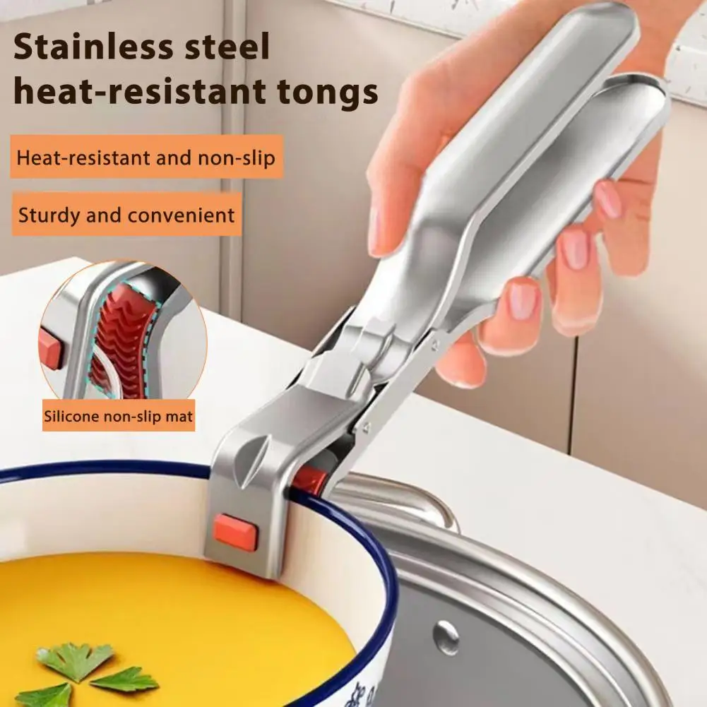 Kitchen Utensil for Hot Dishes Anti-scald Stainless Steel Dish Clip Heat Resistant Bowl Gripper Tongs Multi-angle Pan for Hot