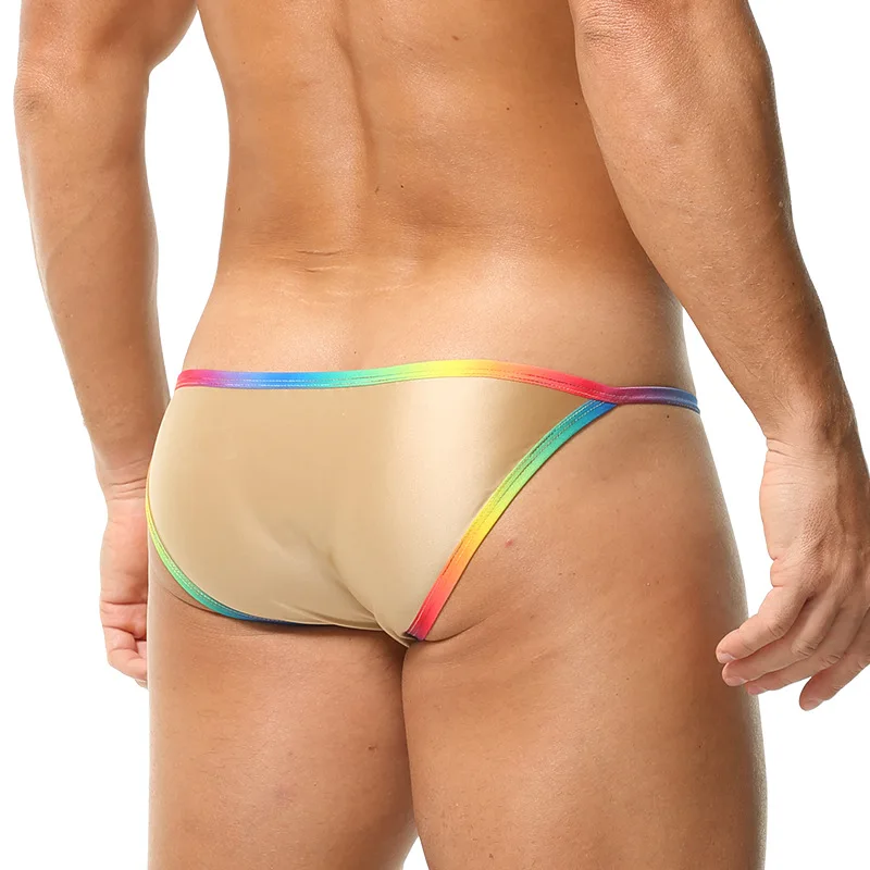 Summer Gradient Men's Swimming Trunks Sexy Gay Bikini Quick-drying Breathable Boxer Briefs Bathing Suit Swimwear Board Shorts view 4