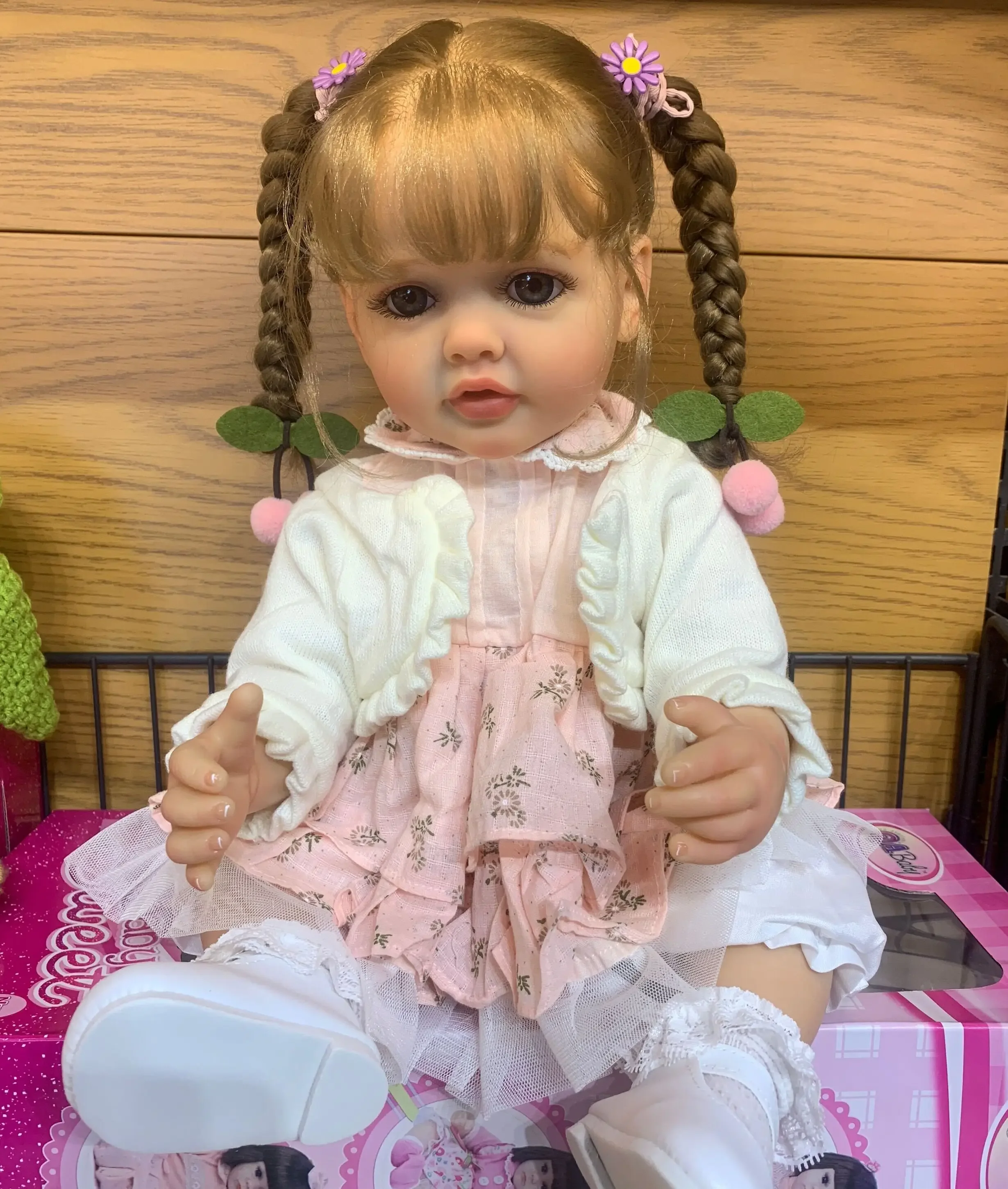 NPK 55CM Reborn Lifelike Toddler Girl Doll Betty 3D painting Full Body Silicone Waterproof Bathy Toy Hand-Detailed Paint