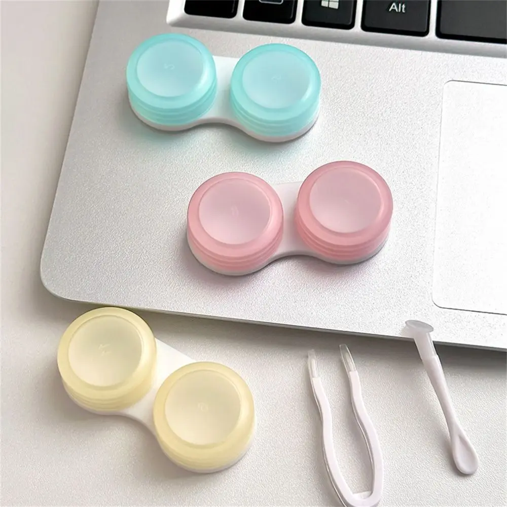Estuche de plástico para lentes de contacto, estuche portátil de Color sólido para lentes de contacto, soporte de viaje