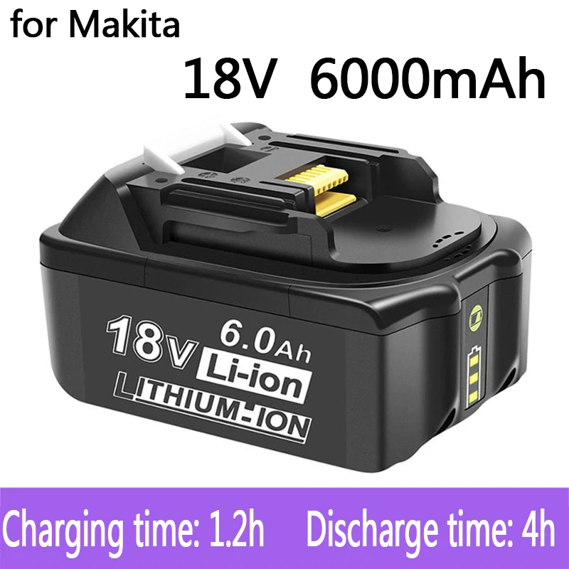 

Makita 18V 6.0Ah Rechargeable Power Tools Battery 18V Makita with LED Li-ion Replacement LXT BL1860B BL1860 BL1850