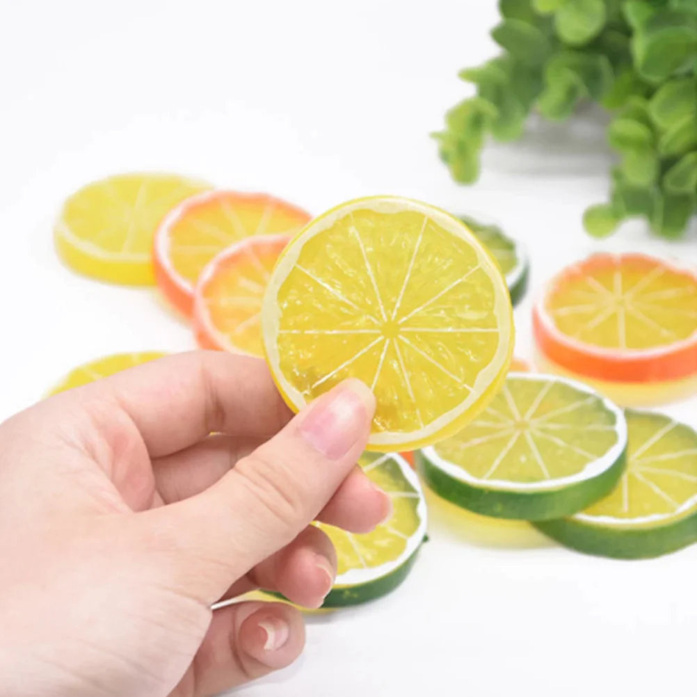 24 Pcs Imitation Lemon Slice Faux Fruit Fake Lemons Slices Model Ornaments Kitchen Photography Props