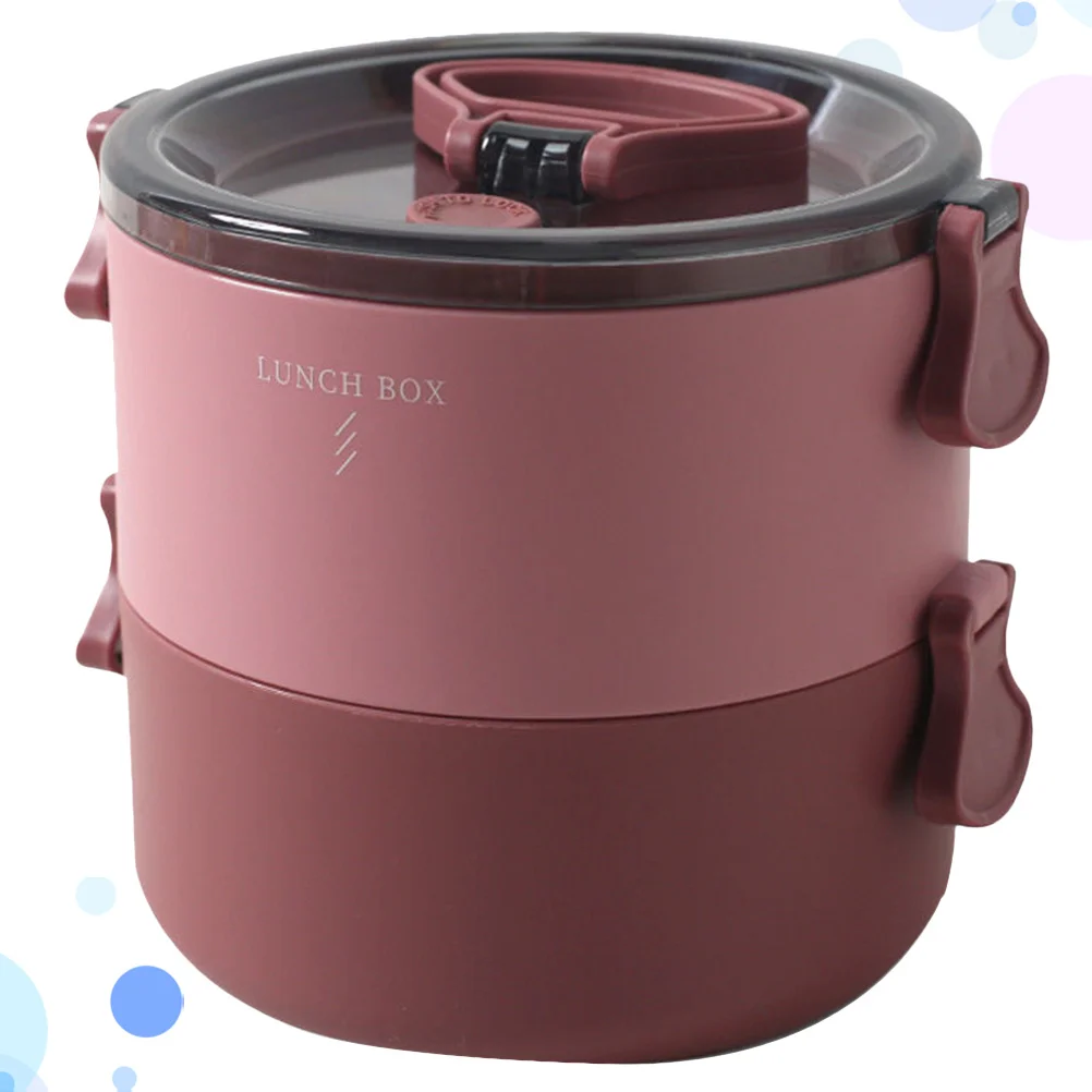 

1pc 1600Ml Round Double Layer Lunch Box Food Grade Pp Microwave Safe Bento Container Portable For Office School Home Kitchen