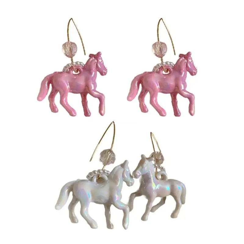 

Fashionable Animal Hook Earrings Resin Small Horse Ear Pendants for Stylish Women Unique Jewelry Christmas Present Dropship