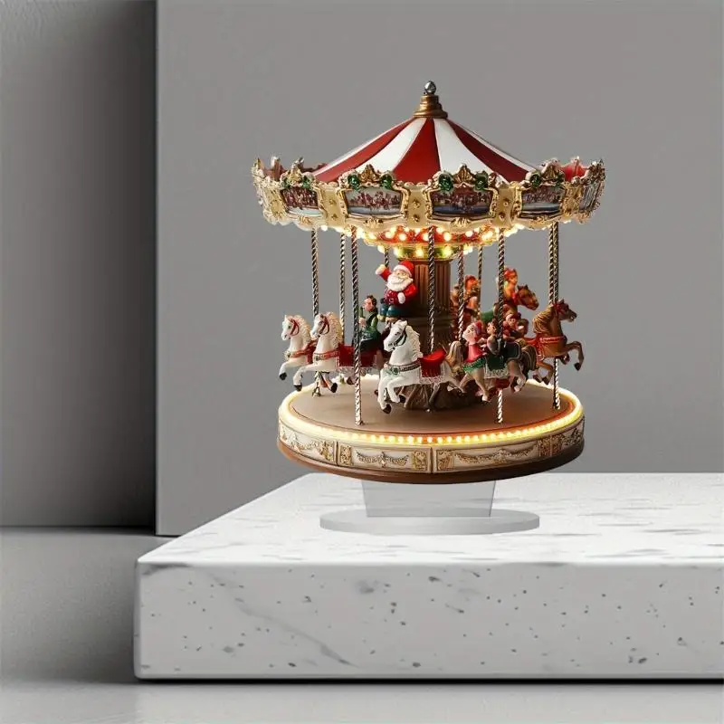 2D Flat Christmas Carousels Acrylic Centerpieces Ornament for Festives Setting