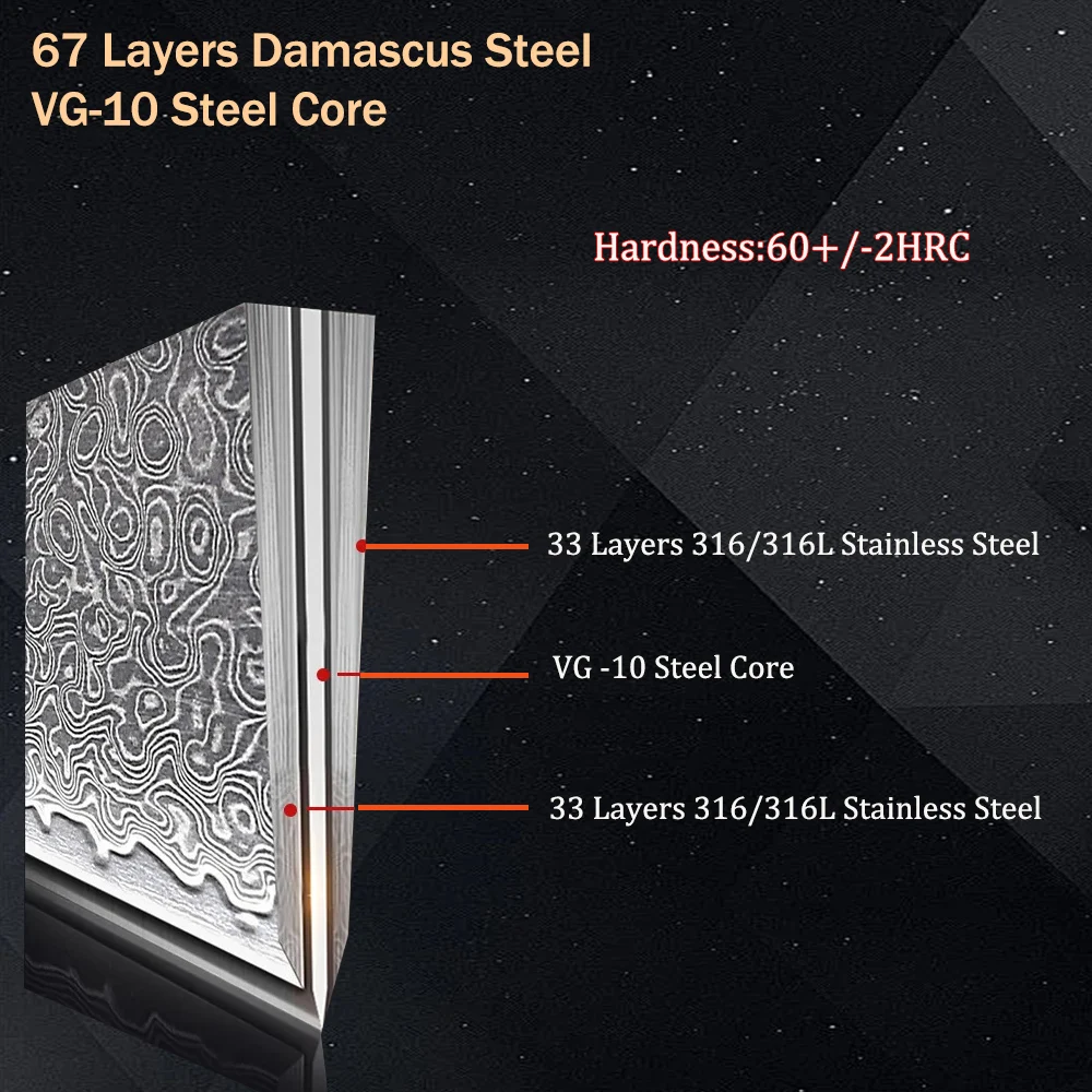 1/2/3PCS,High quality Chef Blank Blade DIY 67-layer Damascus Steel DIY Knife Making Tools No Handle Cooking Knife Kitchen Stuff view 6