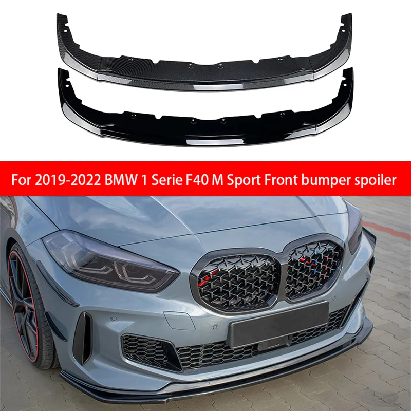 

For 2019-2022 BMW 1 Serie F40 M Sport Modified Front Bumper Lip Splitter Spoiler Body Air Kit Black Carbon Fiber Pattern