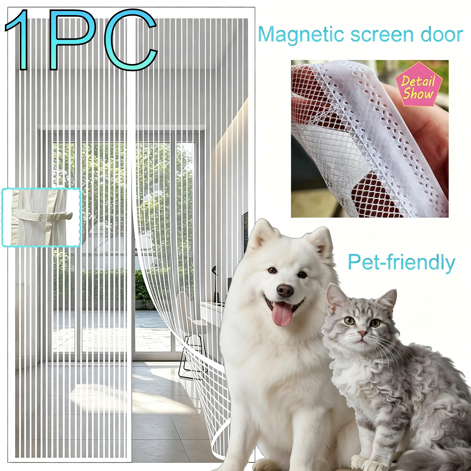 Practical Magnetic Screen Door, Easy Drill‑Free Setup, Silent Self‑Closing Mesh, Blocks Insects While Keeping Air Circulating