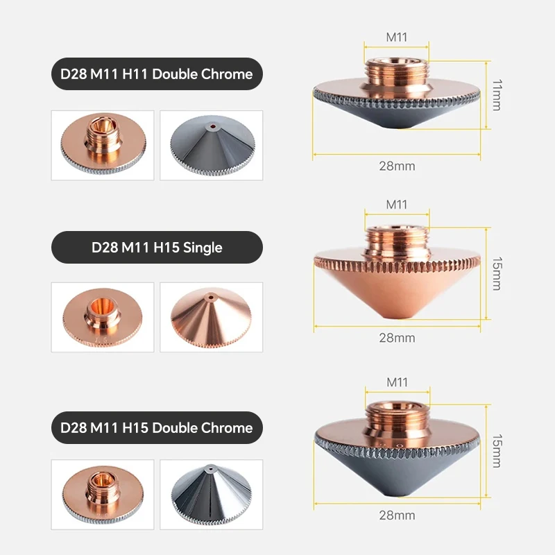 Boquilla láser de fibra D28, M11, H11, H15, 1,2, 1,5, 2,5, 3,0, boquillas de máquina láser de fibra para Raytools Precitec, piezas de cabezal de corte láser