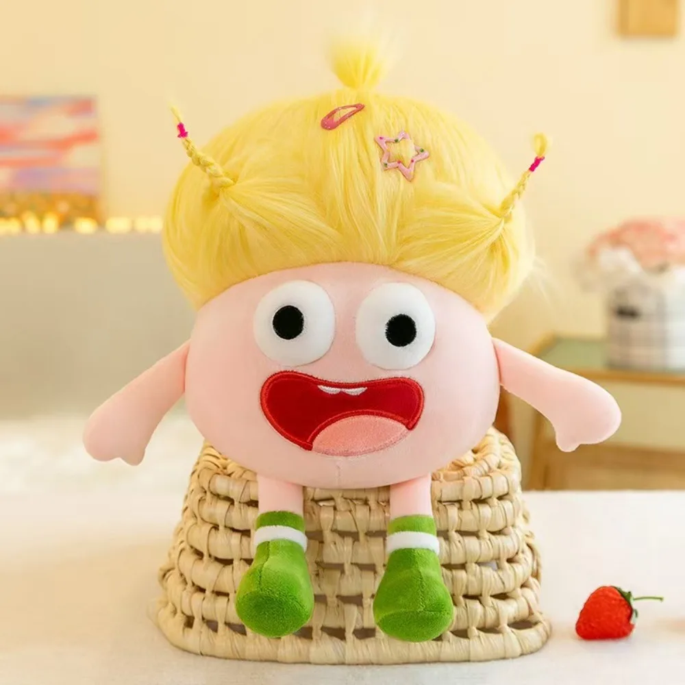 

Кукла из хлопка в стиле «уродливо-милый» с волосами-«пушками» и выступающими глазами, цвета дофаминовых оттенков, забавный креативный сувенир, украшение для дома, подарок