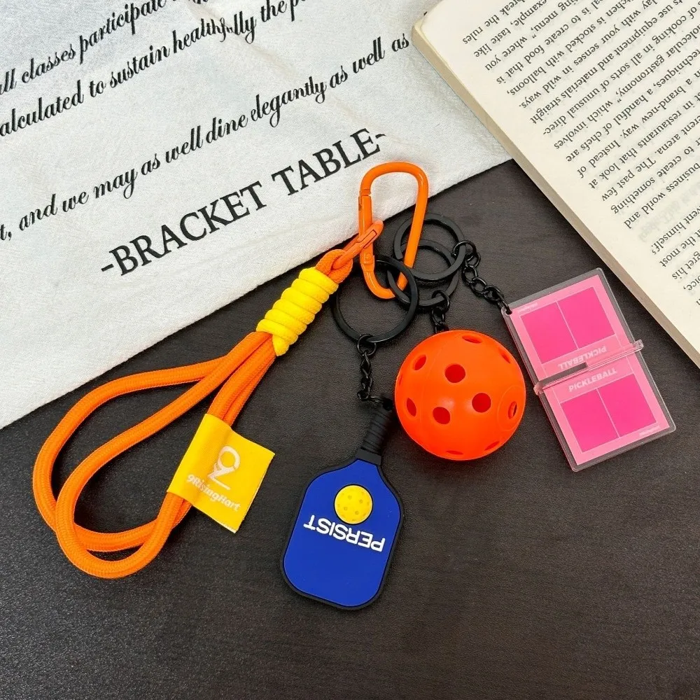 Fashion PVC Pickleball Paddle Set Keychain Dopamine Detachable Fitness Series Pendant with Buckle Bag Charm Bag Accessories