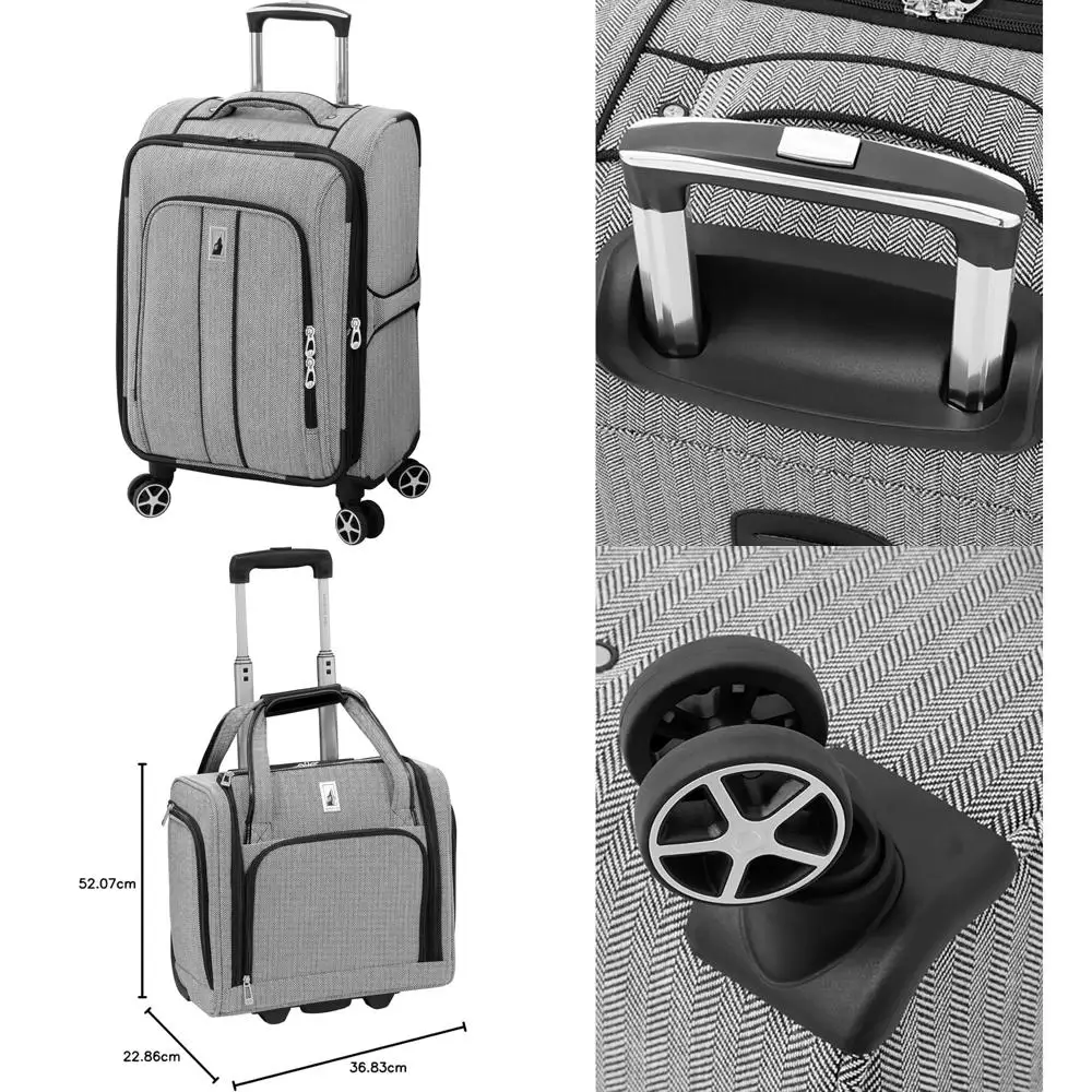 

Newcastle Expandable Spinner Luggage in Black and White Herringbone Pattern, 20-Inch Carry-On Size