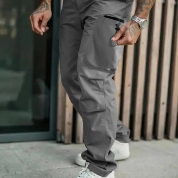 

Men's Casual Pants Multi-ket Pure Color Straight Leg High Waist Neutral Sle Other Material 00% Winter Collection