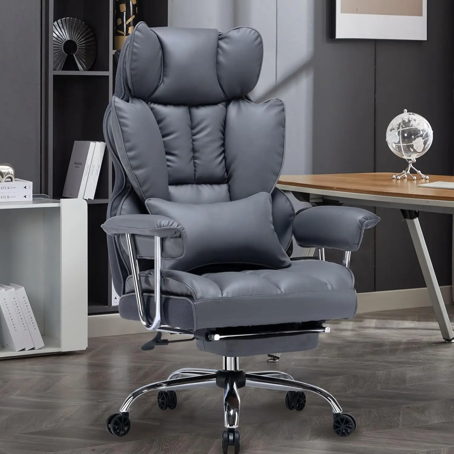 Efomao Executive Office Chair for Heavy People, Big and Tall Office Chair, High Back Office Chair with Foot Rest