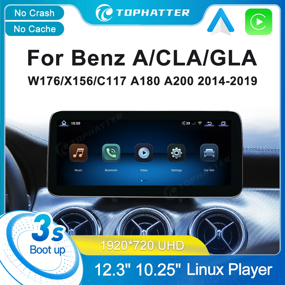 

10.25"12.3" W176 X156 C117 Linux Car Radio For Mercedes Benz GLA CLA CarPlay Android Auto Multimedia Player Head Unit Screen