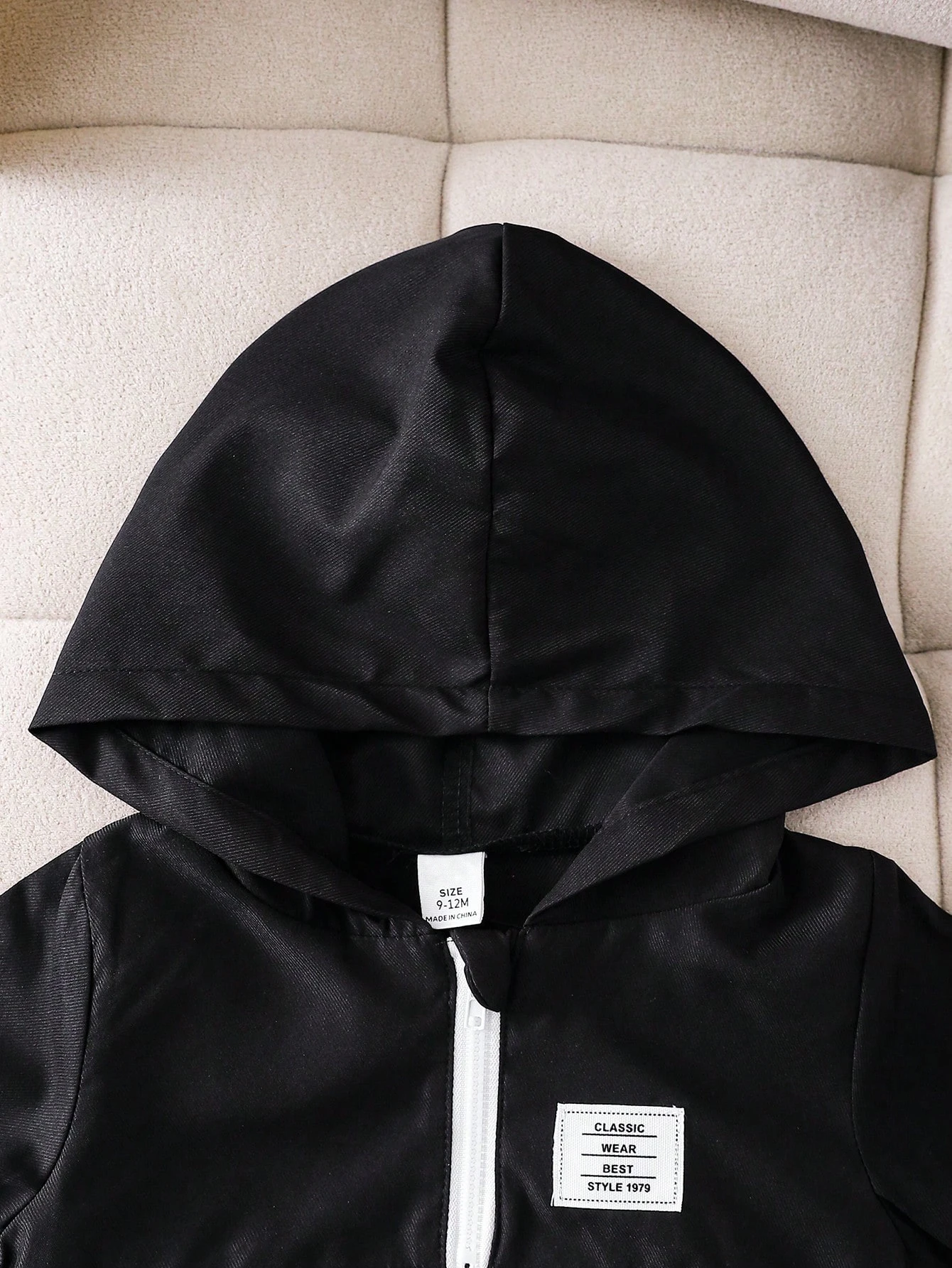 هوديي مطابقة اللون سحاب أكمام طويلة نصف سترة أعلى مرونة الخصر مشد القدم جيب السراويل وسيم الصبي الطفل بدلة سوداء