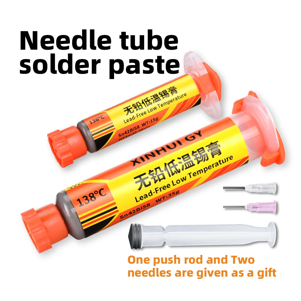 Low-temperature lead-free environmentally-friendly solder paste with melting point of 138 tin paste needle tube is used to repai