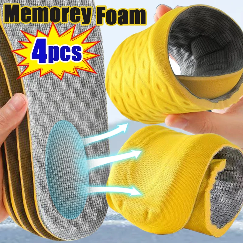 4Pcs Sport Soft Latex Insoles Women Men Running Foot Support Shoe Memory Foam Pad Breathable Orthopedic Feet Care Insert Cushion