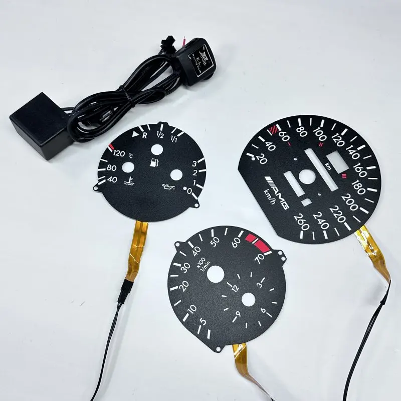 SD Motor O-H-L / F-H-L EL Glow Gauge 260 KM 7000 RPM for MB W124 W126 W201 190E Black Panel White LightingM