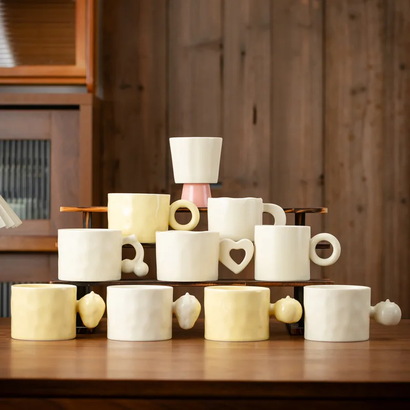 Minimally Designed Ceramic Coffee Mug Couple with High Looks Hanging Ears Chubby and Large Capacity Breakfast Cup