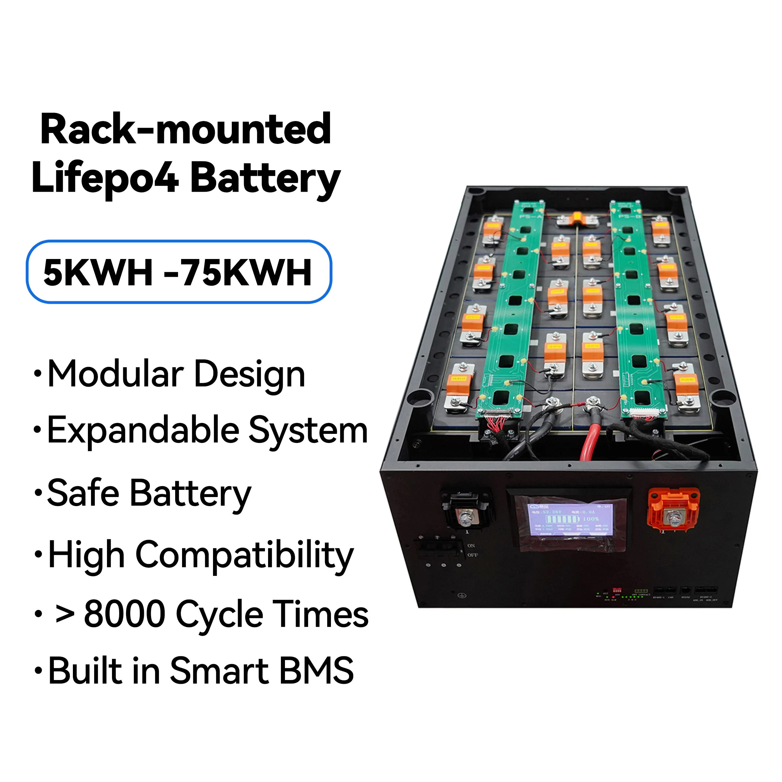 بطارية ليثيوم أيون البطارية الشمسية تخزين الطاقة 51.2 فولت 280 أمبير بطارية LiFePO4 الشمسية المثبتة على الرف