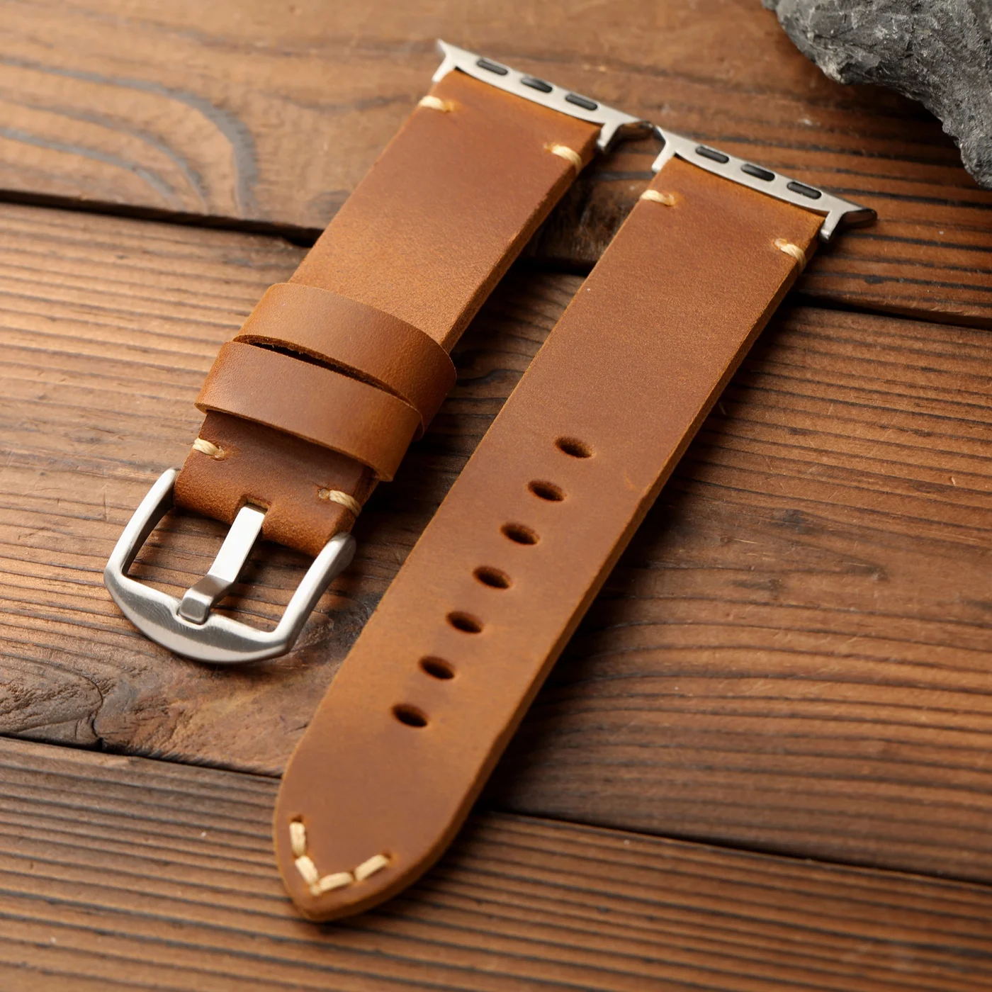 Handgefertigtes Armband aus Rindsleder der obersten Schicht, kompatibel mit Apple Watch 49MM 46MM 45MM 44MM, robustes Herren-Uhrenarmband im S13-Stil