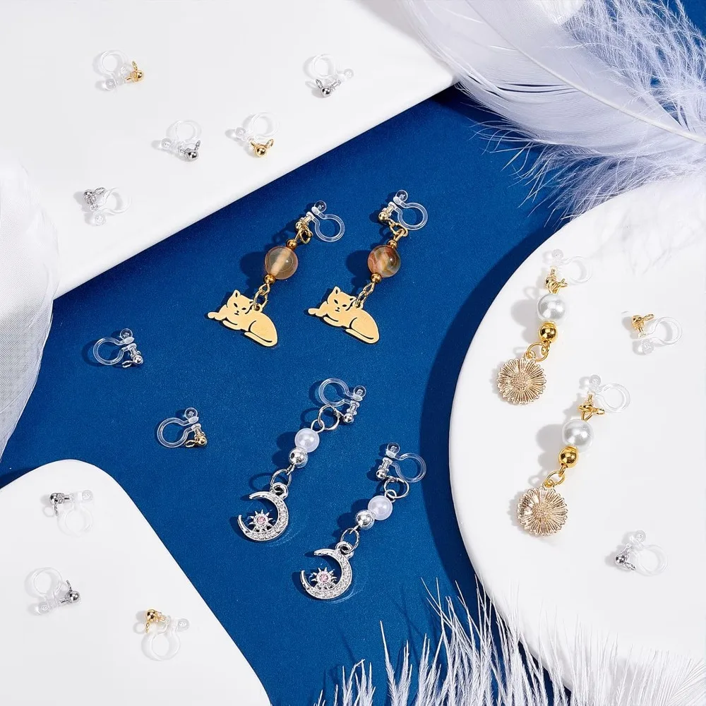 24pcs Transparent U Type Earring Findings for Non-Pierced Earrings