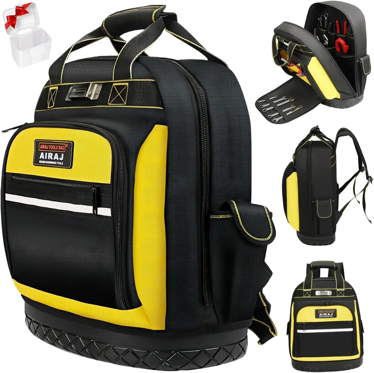 

Tool Backpack Heavy Duty,17 Inch Backpack Tool Bag with Waterproof Molded Hard Base,Durable Tool Bag with Reinforced Stitching